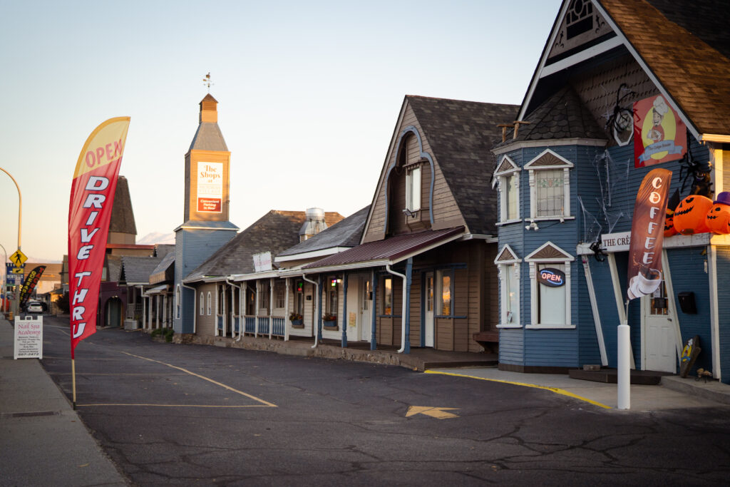 Cottage style buildings with small businesses